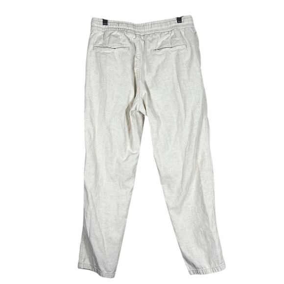 Zara Pants Womens M Cream Cotton Linen Crop Tapered Neutral Minimalist Normcore - Picture 3 of 4